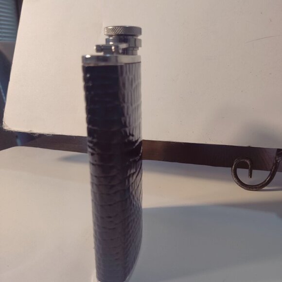 Flask designed in Black Snakeskin, holds 8 oz. Stainless Steel - Picture 2 of 7